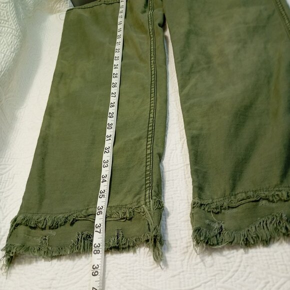 Free People Green Pacific Womens Green Cropped Cotton Pants Size 31 - Picture 11 of 11